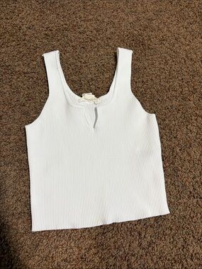 Women's Ribbed Notch Tank Top - White